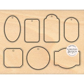 Tampon bois Etiquettes variées - Florilèges Design