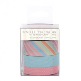 Craft Tape Spots & Stripes Pastels 3x5m - Capsule - Docrafts Papermania