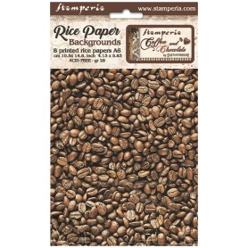 Rice Paper Backgrounds A6 Coffee and Chocolate - 8 feuilles - Stamperia