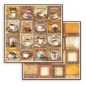 Papier 30x30 Tags with cups 1f - Coffee and Chocolate - Stamperia