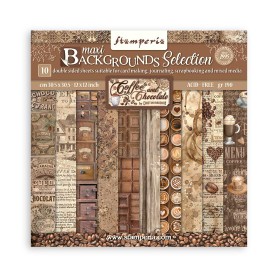 Set de papier 30x30 Maxi Backgrounds Selection Coffee and Chocolate 10 feuilles - Stamperia