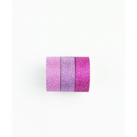 Washi Tape Bling Bling rose pailleté 3 x 3 m - Kesi'art