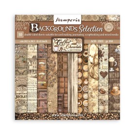 Set de papier 20x20 Backgrounds Selection Coffee and Chocolate 10 feuilles - Stamperia
