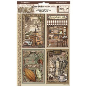 Rice paper Selection A4- Coffee and Chocolate - 6 feuilles - Stamperia