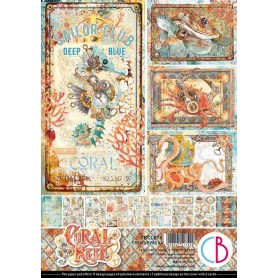 Set de papier A4 Coral Reef 9f - Creative Pad Ciao Bella Papercrafting