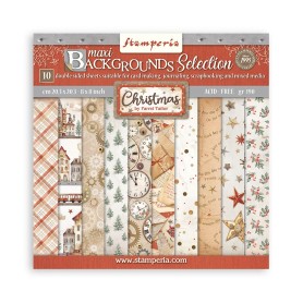 Set de papier 20x20 Background Gear up for Christmas 10 feuilles - Stamperia