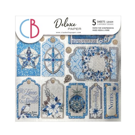 Deluxe Paper Silver 15x15 Elegance of Blue 5 feuilles – Ciao Bella Papercrafting