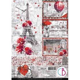 Set de papier A4 Paris Je t'aime 9f - Creative Pad Ciao Bella Papercrafting