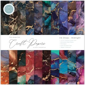 Set de papier 30x30 Ink Drops Midnight 30f - Craft Consortium
