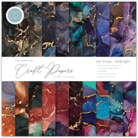 Set de papier 20x20 Ink Drops Midnight 30f - Craft Consortium
