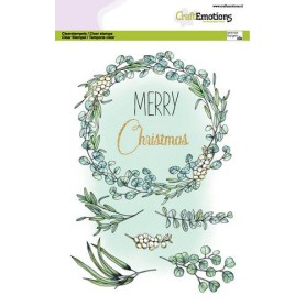 Tampons Eucalyptus wreath Merry Christmas A5 - Craft Emotions Clear Stamps