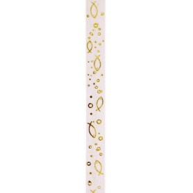 Ruban Ichthus 1m Satin blanc - Hobbyfun
