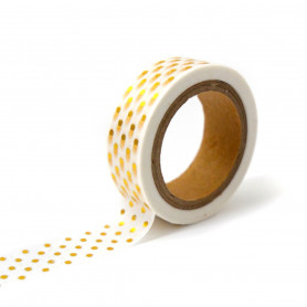 Masking Tape blanc à pois or 10 m - Toga
