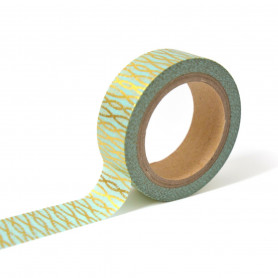 Masking Tape Bleu et fils entrelacés or 10 m - Toga