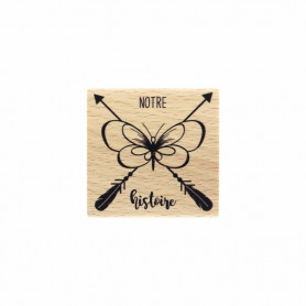 Tampon bois Papillon et plumes - Envolée Poétique - Florilèges Design