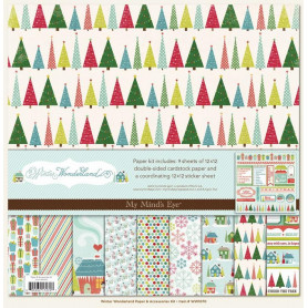 Set de papier 30x30cm Winter Wonderland 9f et stickers - My Mind's Eye