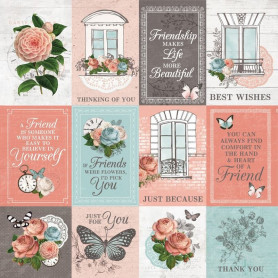 Papier 30x30 Friends 1f finition vernie – Collection Ooh La La Kaisercraft