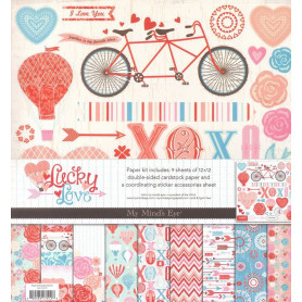Set de papier 30x30 Lucky in Love 9f et 1f stickers - My Mind's Eye