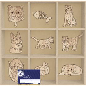Set de mini silhouettes en bois Cats & dogs - Aurelie