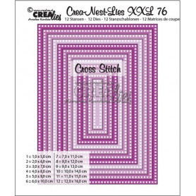 Dies Crea-Nest-Lies 76 XXL Rectangles with cross stitches - Crealies