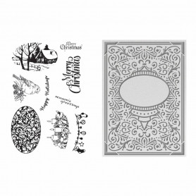 Set de tampons et classeur d'embossage Ornate Christmas – Couture creations clear stamp and embossing folder