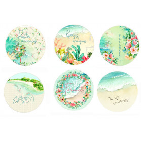 Lot de 6 badges Rivages Exotiques - Lorelaï Design