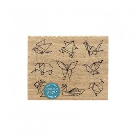 Tampon bois Petits origamis - Sakura - Florilèges Design