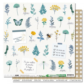 Papier 30x30 Mon herbier 1f - Collection Green & Graphik - Les ateliers de Karine