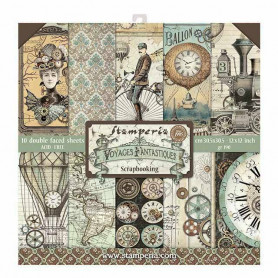 Set de papier 30x30 Voyages Fantastiques 10 feuilles - Stamperia