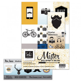 Set de papier A4 Mister Hipster 6f + étiquettes - Sokaï