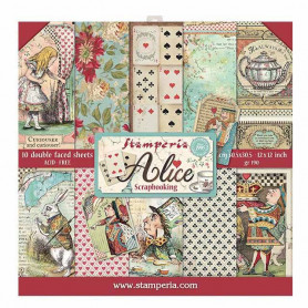 Set de papier 30x30 Alice in Wonderland 10 feuilles - Stamperia