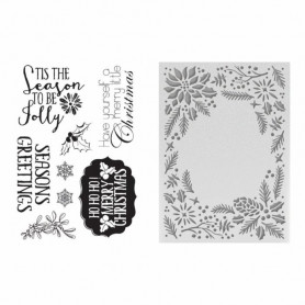 Set de tampons et classeur d'embossage To Be Jolly – Couture creations clear stamp and embossing folder