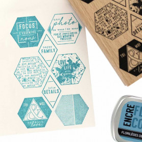 Tampon bois Multi Hexagones - The Story of Us - Florilèges Design