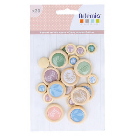 Embellissements en bois et epoxy Love Story 20 pcs - Artemio